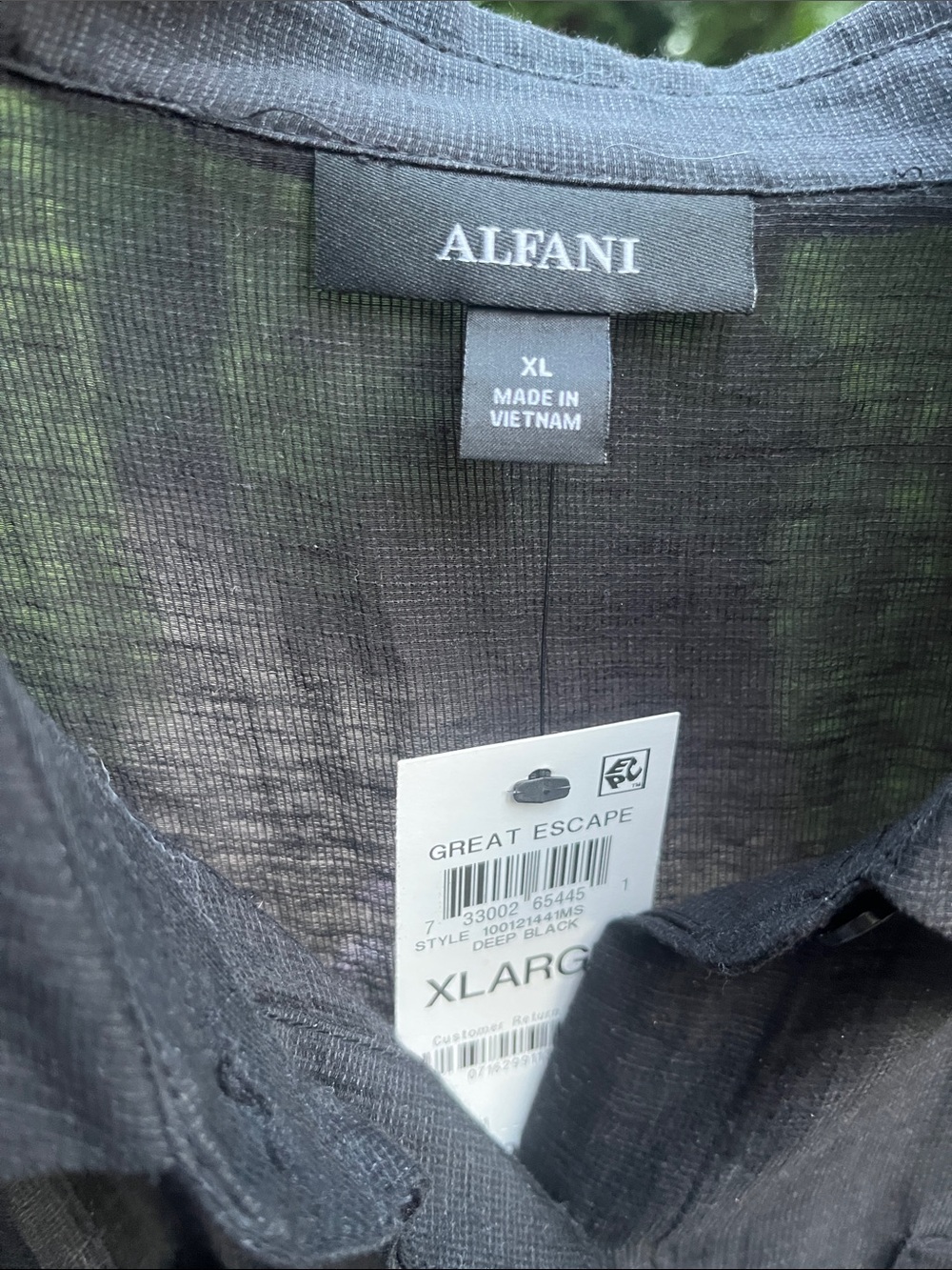 Alfani Black Sleeveless Button-Front Shirt with Chest Pockets Size XL - Picture 3 of 6